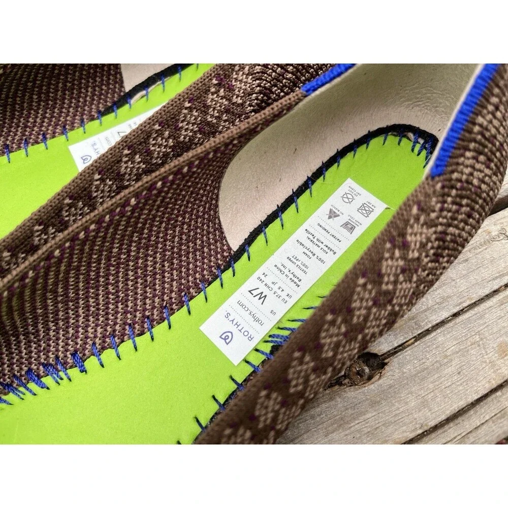 Rothy’s Women’s 7 Flats Cocoa Houndstooth Round Toe *NO INSOLES*
